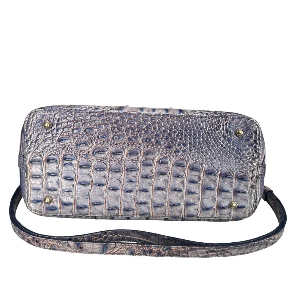 Brahmin Large Duxbury Dome Satchel Purple Ombre Shimmer‎ Croc Embossed Purse